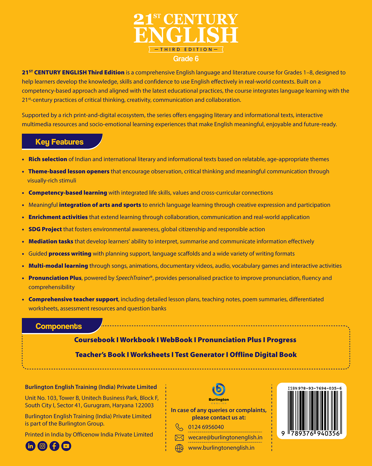 21ST CENTURY ENGLISH Third Edition Grade 6 back cover