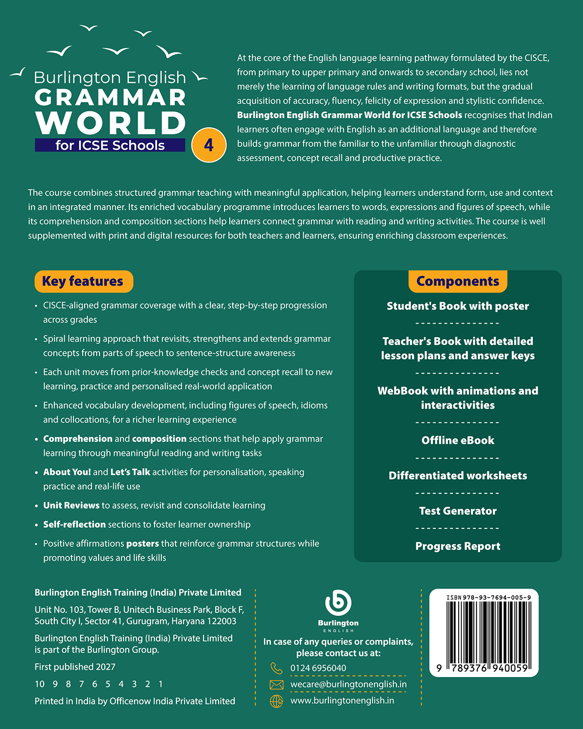 Grammar World for ICSE Schools Grade 4 back