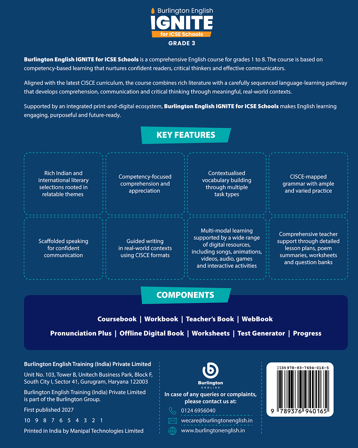 Burlington English IGNITE for ICSE Schools Coursebook Grade 3 back