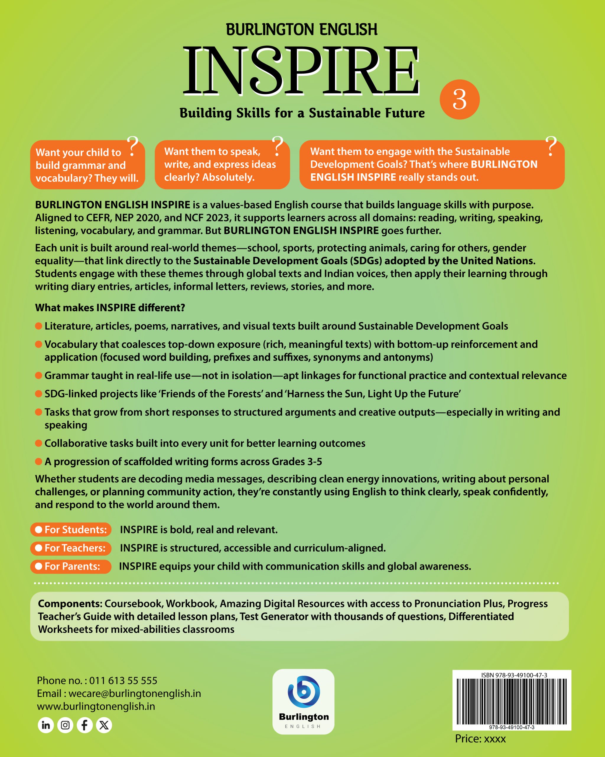 BURLINGTON ENGLISH INSPIRE Grade 3